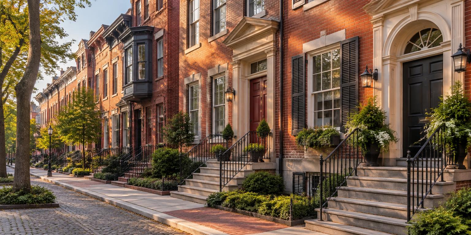 Philadelphia brick rowhouses